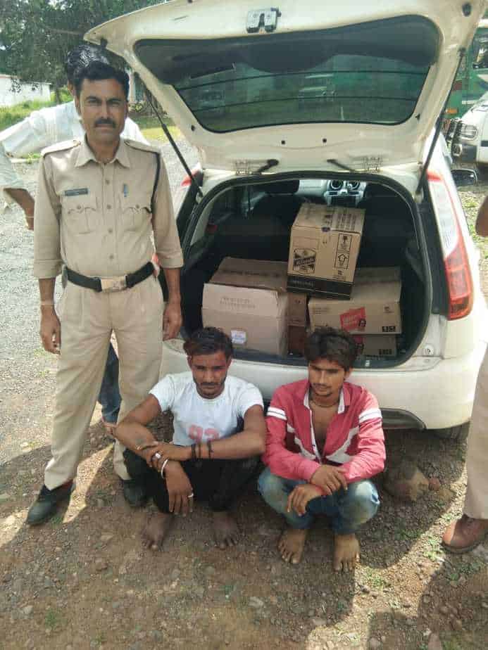 Two people carrying English liquor, 6 bags illegal liquor seized