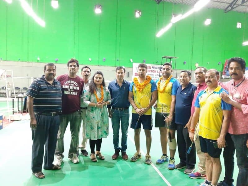 Sachin Saini champion in media badminton league singles match