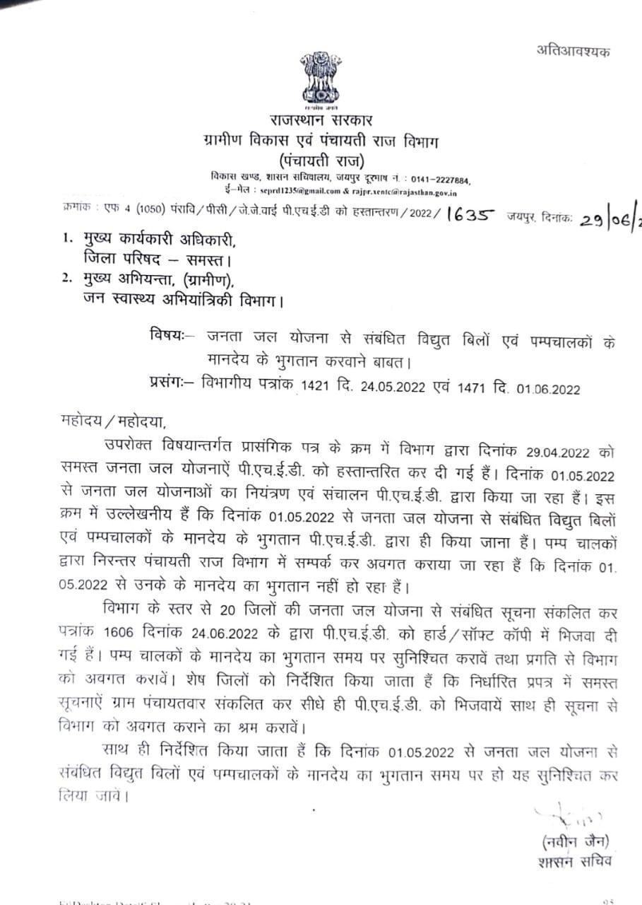 राजस्थान में ग्रामीण क्षेत्रों में ग्रामीणों की प्यास बुझाने वाले 7 हजार श्रमिक के परिवार भूख के कगार पर, 3 माह से वेतन नही