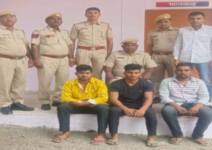 Police arrested three accused of vandalizing the solar plant and robbing the security guard and supervisor after kidnapping them.